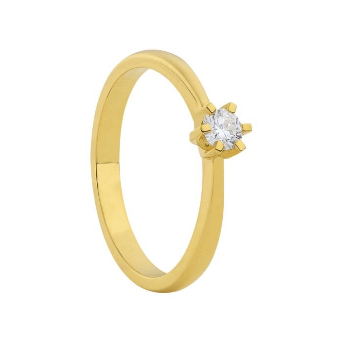gouden ring met diamant en vierkante griffen