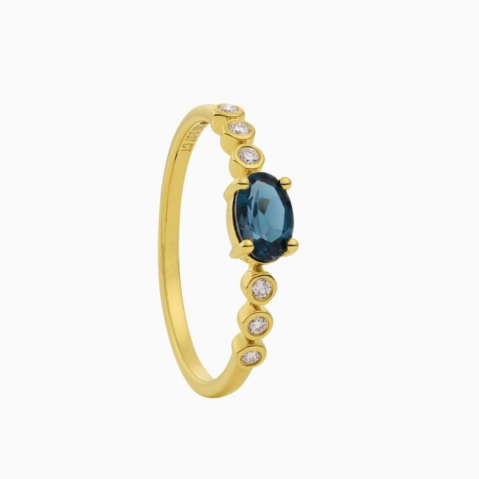 R2025/28 Ring met diamant en London blauw topaas