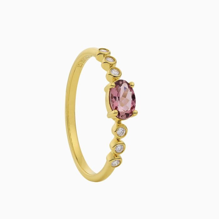 R2025/29 Ring met diamant en toermalijn